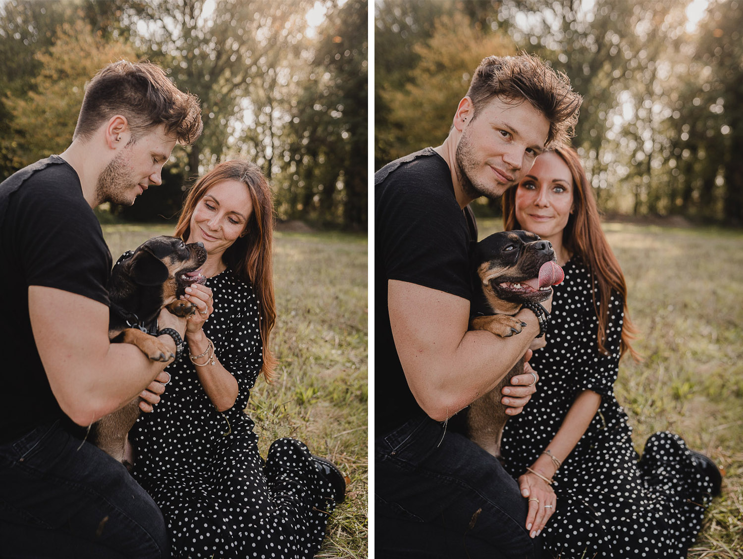 Liebevolle Paarfotos mit Bulldogge